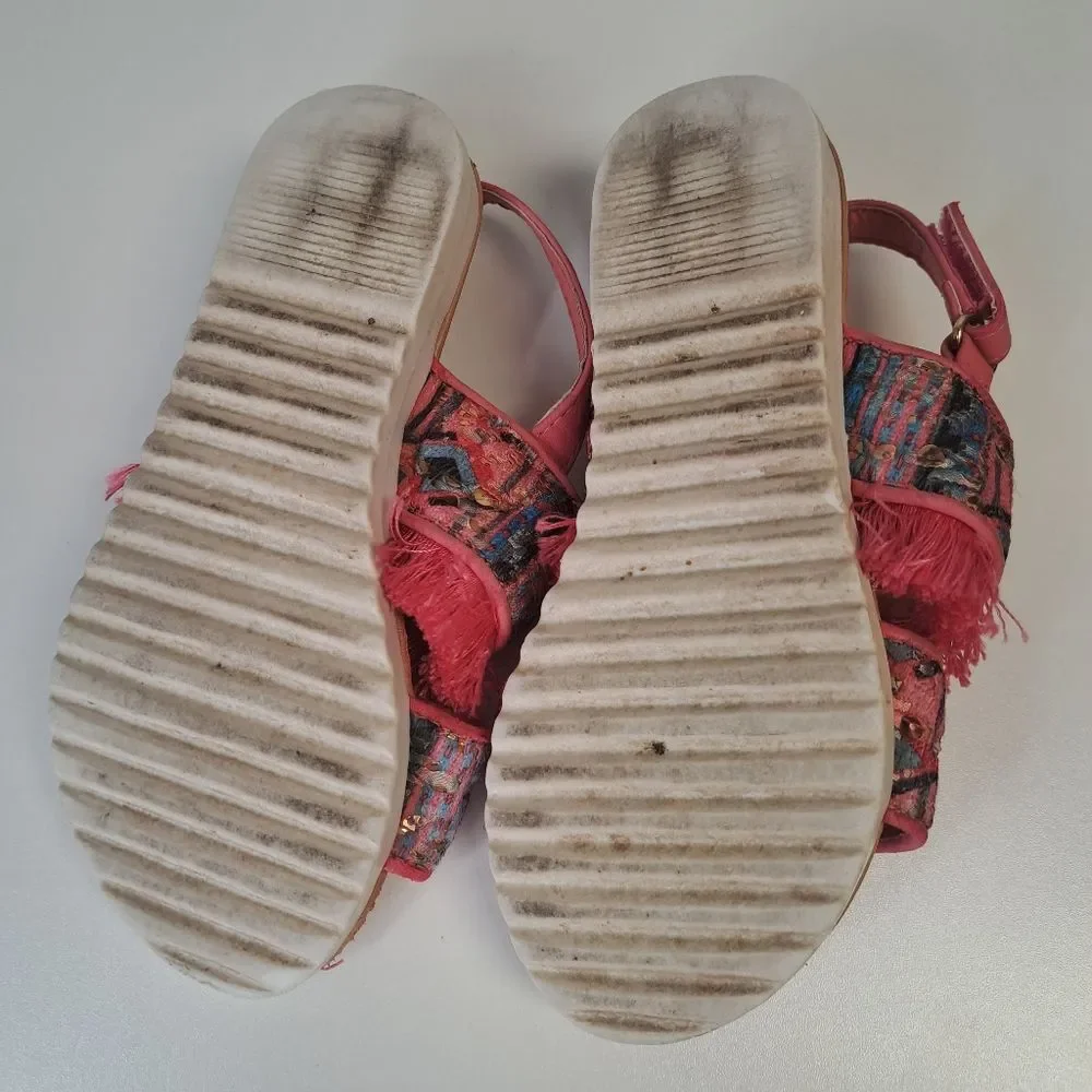 Boho Fringe Pink Girls Sandals